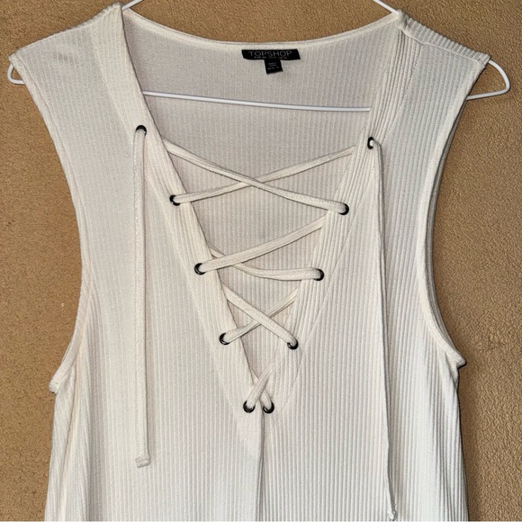 Topshop White Lace-Up Dress - Picture 3 of 4